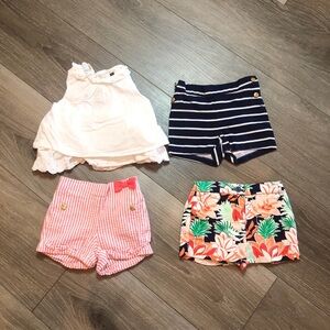 Janie and Jack Tropical and Striped Shorts Set & Short Set Baby Girl Size 6-12M
